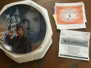 Elvis Presley Hit Parade Collectors Plate Blue Christmas First Issue