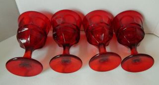 4 Vintage Fostoria Argus Ruby Red Stemmed Wine Glass Goblets 3