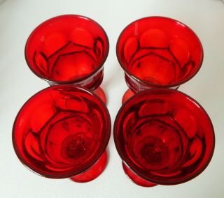 4 Vintage Fostoria Argus Ruby Red Stemmed Wine Glass Goblets 6
