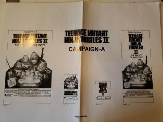 1991 Teenage Mutant Ninja Turtles Ii Ad Slick.  Newspaper Print.