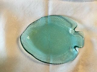 7 Arcoroc Poisson Blue Aqua Turquoise Fish Shaped Plates 6 1/2 