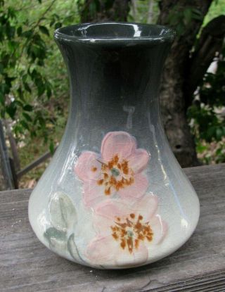 Vintage Weller Pottery Etna 6 Inch Vase 1906,  Dogwood Flowers