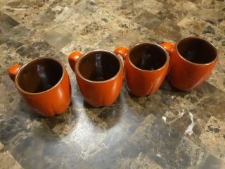 Vintage Frankoma Pottery Plainsman Flame Red Orange Coffee Cup Mug C6,  4 Cups