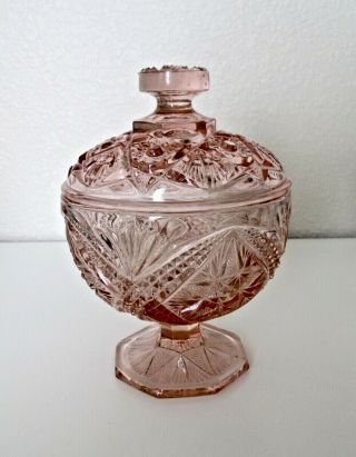 Pink Glass Candy Dish With Lid Pink Depression.