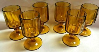 Set Of 6 Vintage Mid Century Gold/amber Goblets,  Nouveau By Colony Glass 60 