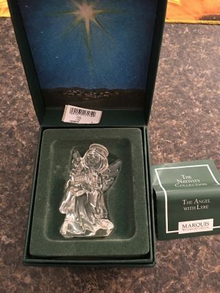 1998 Marquis Waterford Crystal Ornament Angel With Lyre From Nativity Coll.  Mib