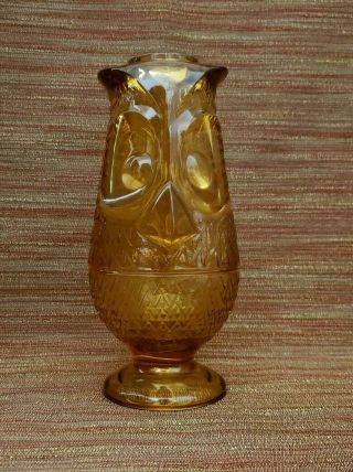 Vtg Viking Owl Fairy Glimmer Lamp Amber Yellow - Very Cute