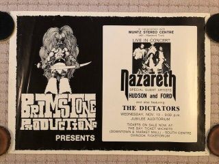 1974 Nazareth Concert Poster 17 X 24