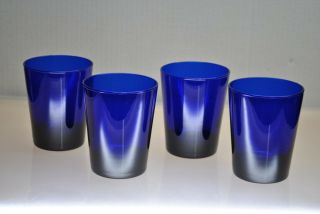 Vintage Libbey Colbalt Blue Whiskey Rocks Tumblers Glasses (set Of 4)