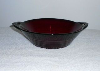 Vtg Collectible Paden City Glass,  Wv Penny Line Ruby Red Handled Bowl