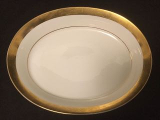 Gold Rimmed Open Oval Vegetable Dish Bowl Harrow A1 - 129 By Mikasa Bone China