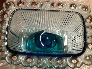 Vintage Light Blue Depression Glass Candy Dish with Lid 3