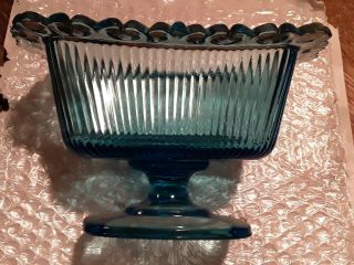 Vintage Light Blue Depression Glass Candy Dish with Lid 4