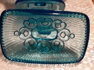Vintage Light Blue Depression Glass Candy Dish with Lid 5