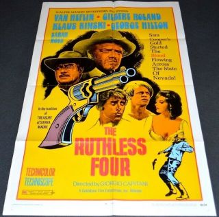 The Ruthless Four 1969 Orig.  27x41 Movie Poster Klaus Kinski Spaghetti Western
