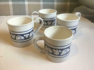 Vintage Dedham Pottery Rabbit Set Of 4 Mugs 84/85