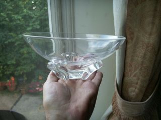 Steuben Crystal Art Glass Bowl Pinched Dot Thumbprint Modernist Design Mcm 7 3/4