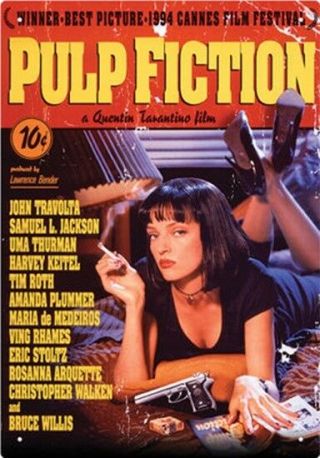Pulp Fiction Movie One Sheet Poster Image Photo Tin Sign Poster