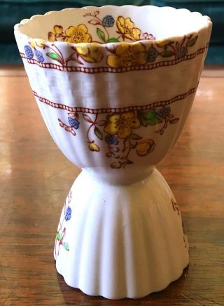 Rare Antique English Spode Buttercup Floral Basket Weave Double Egg Cup Vintage