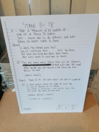 Oasis Stand By Me Lyric Sheet Hand Written Print Numbered Noel Liam Gallagher