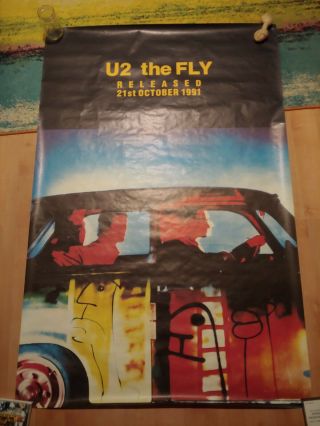 U2 The Fly Large Poster October 1991 Very Rare.  60x39.  5 Inch - Huge Poster
