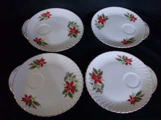 Royal Adderley Poinsettia Set Of 4 Snack Plates