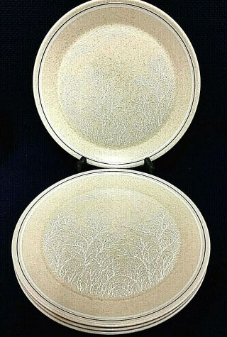 Lenox Silhouette Set Of 4 Dinner Plates Temperware White Trees & Birds