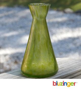 Antique Loetz / Kralik Iridescent Green Bohemian Art Glass Vase