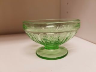 Green Depression Federal Sharon " Cabbage Rose " Low Footed Sherbet Dish