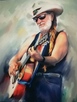 Willie Nelson Poster Unique Painting Look Artist Drawing Wall Art Country Music