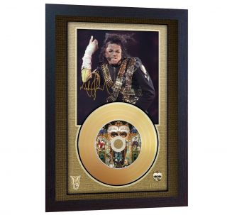Michael Jackson Dangerous Mini Gold Vinyl Cd Record Signed Framed Photo Print