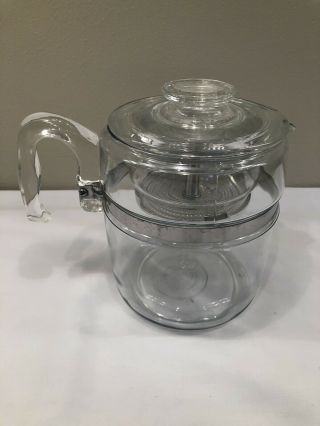 Vintage 9 Cup Pyrex Clear Glass Percolator Coffee Pot With All Parts 3