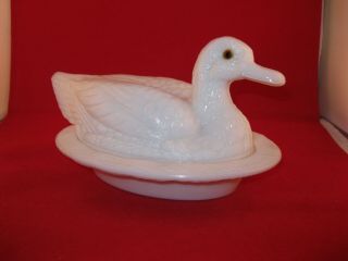 Westmoreland Milk Glass Duck On Nest Covered Candy Bowl Westmoreland Glass Logo