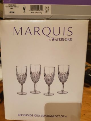 Marquis By Waterford Brookside Ice Beverage Set Of (4) 13oz Clear Crystal