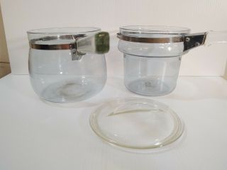 Vintage Pyrex Glass Flameware 6763 Double Boiler Set with Lid - 3 piece 5