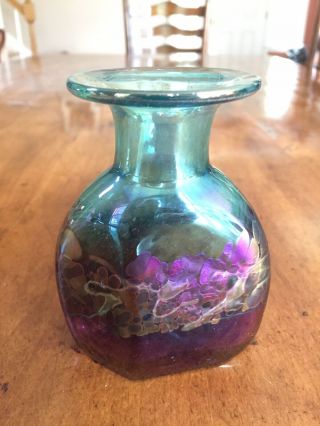 Robert Held Iridescent Art Glass Vase - Signed 4 3/16 " - Made In Canada