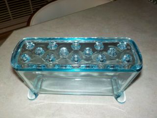 VINTAGE FOSTORIA BLUE FLOWER BOX AND COVER/FROG.  VERY RARE 2