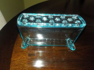 VINTAGE FOSTORIA BLUE FLOWER BOX AND COVER/FROG.  VERY RARE 8