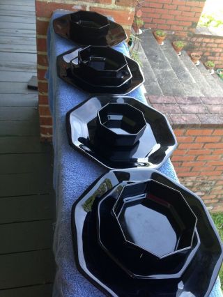 Octagon Black Dishes Made In France Set Of 10