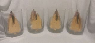 Vintage Georges Briard Gold Christmas Tree Glasses - Set Of 4