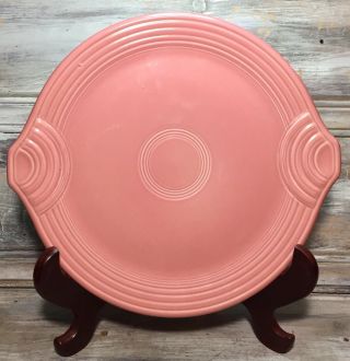 Vtg ‘98 Homer Laughlin “fiestaware” 11” Rose Pink Handled Cake Plate