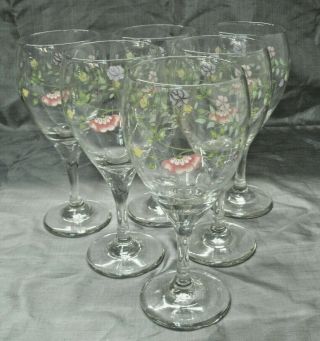 Johnson Bros Summer Chintz Set Of 6 - 12 Oz 7 1/2 " Wine Water Glassware Goblets Ec
