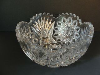 Antique American Brilliant Cut Glass Crystal Abp Bowl