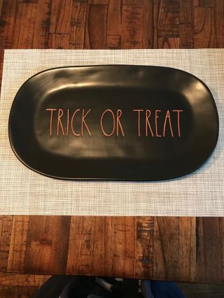 RAE DUNN Halloween Black Orange TRICK OR TREAT Platter Tray LL Large Letter 2