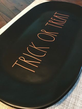 RAE DUNN Halloween Black Orange TRICK OR TREAT Platter Tray LL Large Letter 4