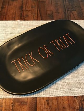 RAE DUNN Halloween Black Orange TRICK OR TREAT Platter Tray LL Large Letter 6