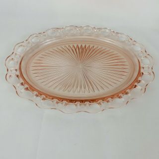 Anchor Hocking Old Colony Open Lace Edge Pink Serving Platter Depression Glass