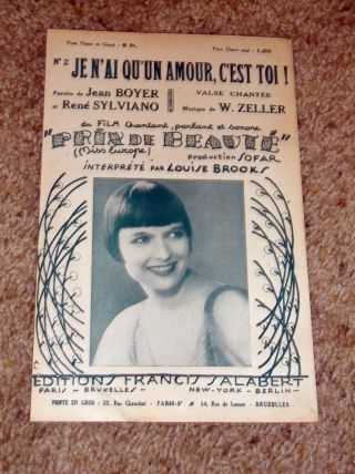 1930 Hollywood Sheet Music Sexy Louise Brooks Miss Europe 311