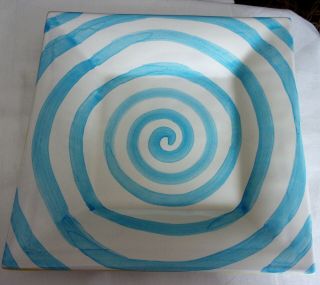 Mackenzie Childs Ceramic Wallcourt Plate/platter Blue Swirl Plate Rare Pottery