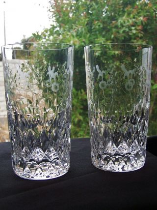 Rogaska Gallia Crystal Highball Drinking Glasses 5 - 3/8 " Tall 1 Pair -